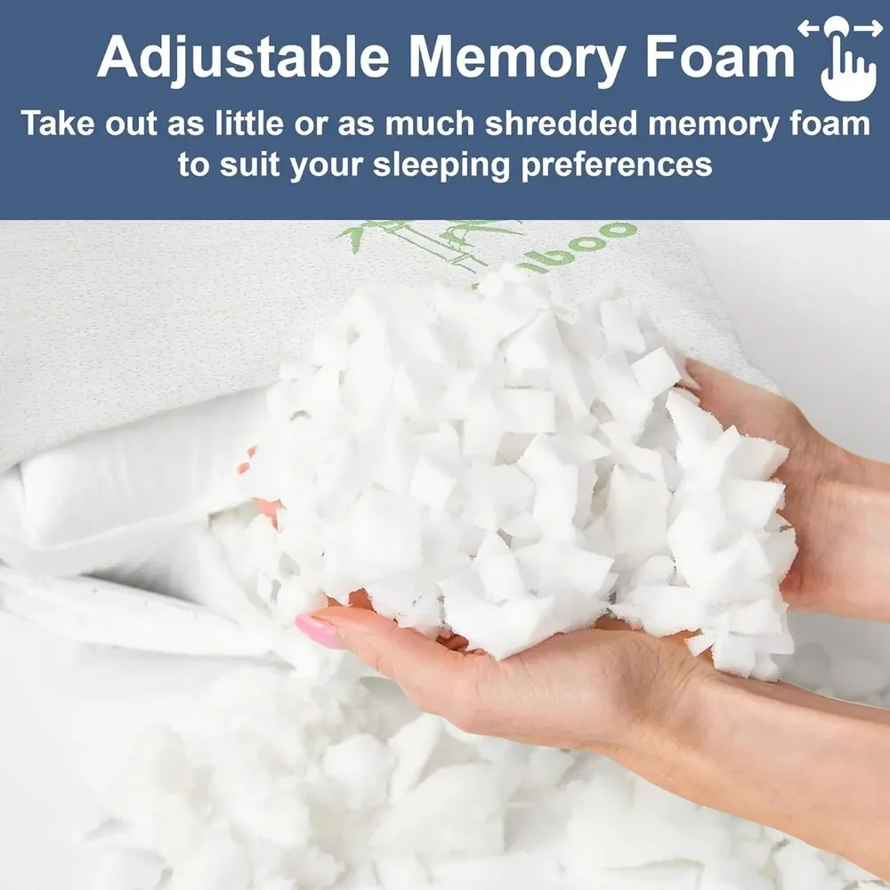 New DreamField Linen Memory Foam Bamboo Pillow Queen Breathable Cover w/ Zipper